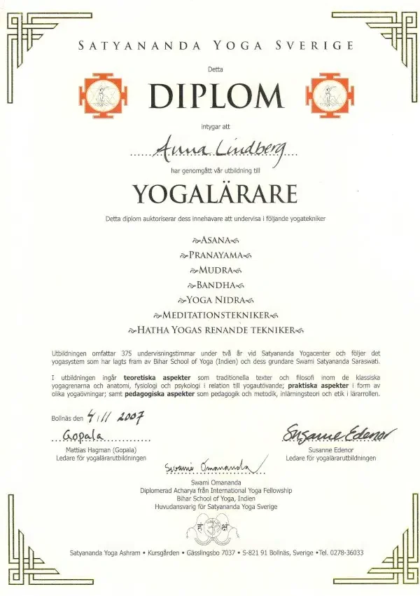 Diplom Satyananda